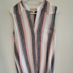 Striped Beach Coverup Shirt Dress